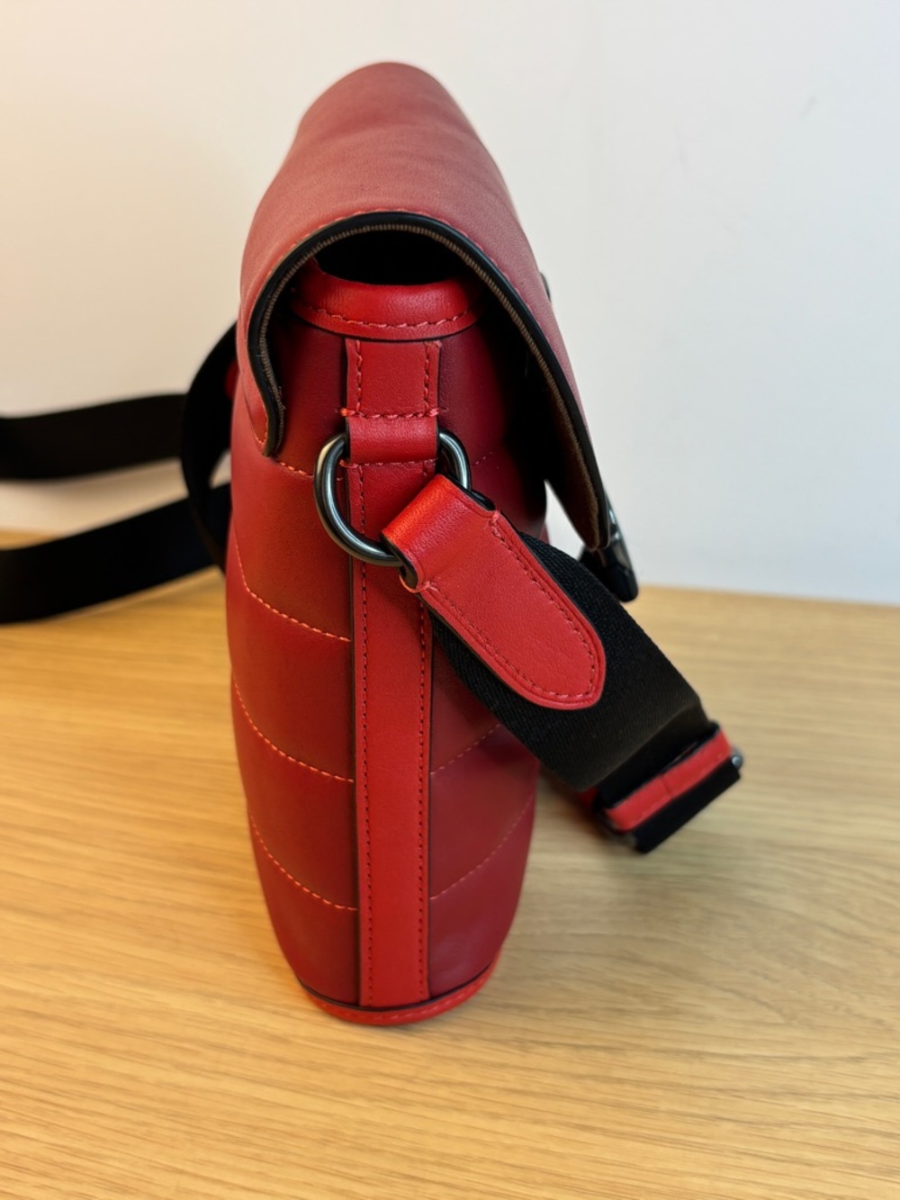 Coach Red/Black Track Small Flap Crossbody with Quilting Unisex Like New! - Picture 5 of 15
